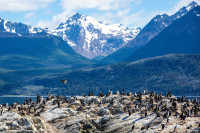 Putine localitati din lume pot egala privelistile incredibil de frumoase ale orasului Ushuaia catre gheturile batute de vanturi de pe Canalul Beagle, sub fundalul varfurilor glaciare ale Montes Martial.