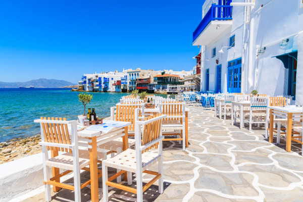 Insula Mykonos taverne in districtul Mica Venetie