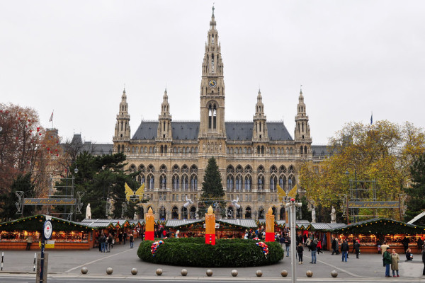 Apoi plimbare pietonala in centrul istoric la Pietele de Craciun din Maria–Theresien Platz si  celebra Christkindlmarkt am Rathausplatz (Piata de Craciun de la Primarie).