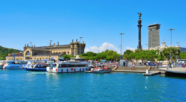 Spania Barcelona Port Vell Statuie Columb